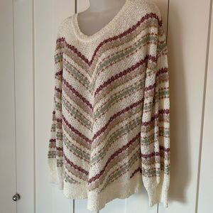 Loveriche Cream striped nubby Sweater L